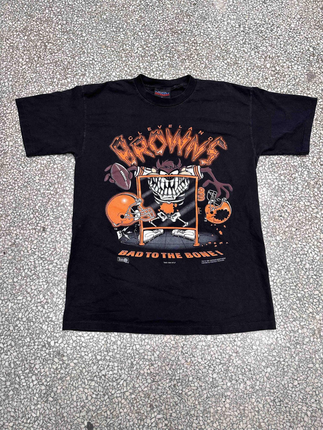 Cleveland Browns Vintage 1994 Taz Bad To The Bone Faded Black ABC Vintage 