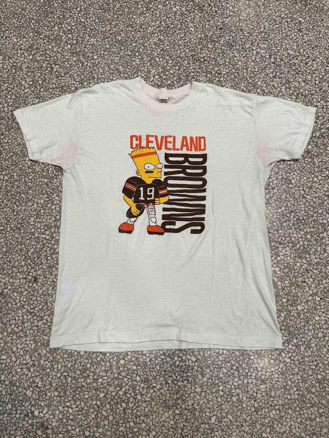 Cleveland Browns Vintage 80s Bart Simpson Paper Thin White ABC Vintage 