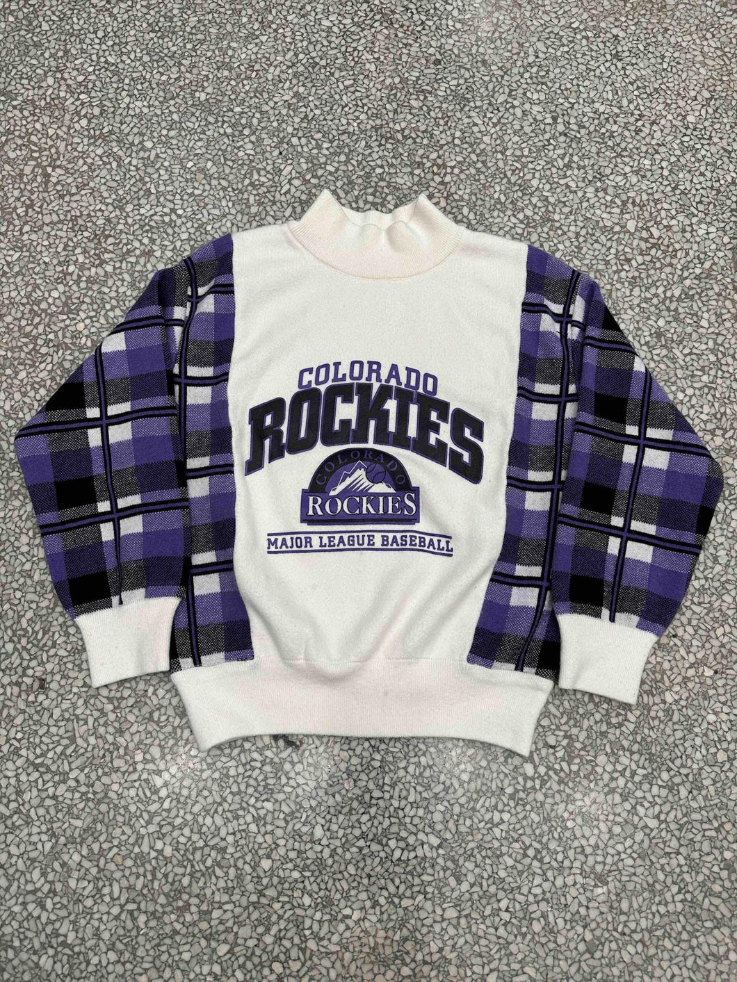 Colorado Rockies Vintage 90s Knitted Sweater White Purple Flannel ABC Vintage 