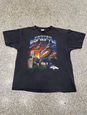 Denver Broncos Vintage 90s Asteroid Footballs Faded Black ABC Vintage 