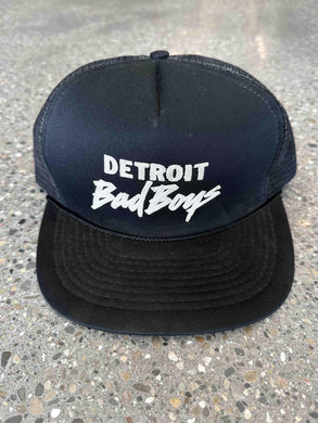 Detroit Bad Boys Vintage Puff Print Trucker Hat Black ABC Vintage 