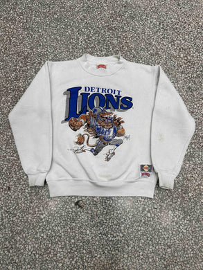Detroit Lions Vintage 1988 Jack Davis Crewneck Faded White ABC Vintage 