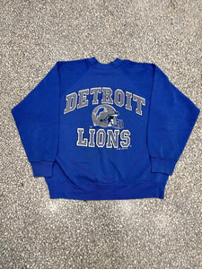 Detroit Lions Vintage 1992 Helmet Crewneck Faded Blue ABC Vintage 