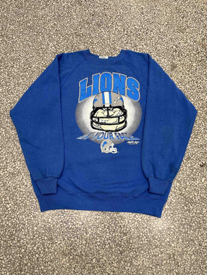 Detroit Lions Vintage 1995 In Your Face Crewneck Faded Blue ABC Vintage 