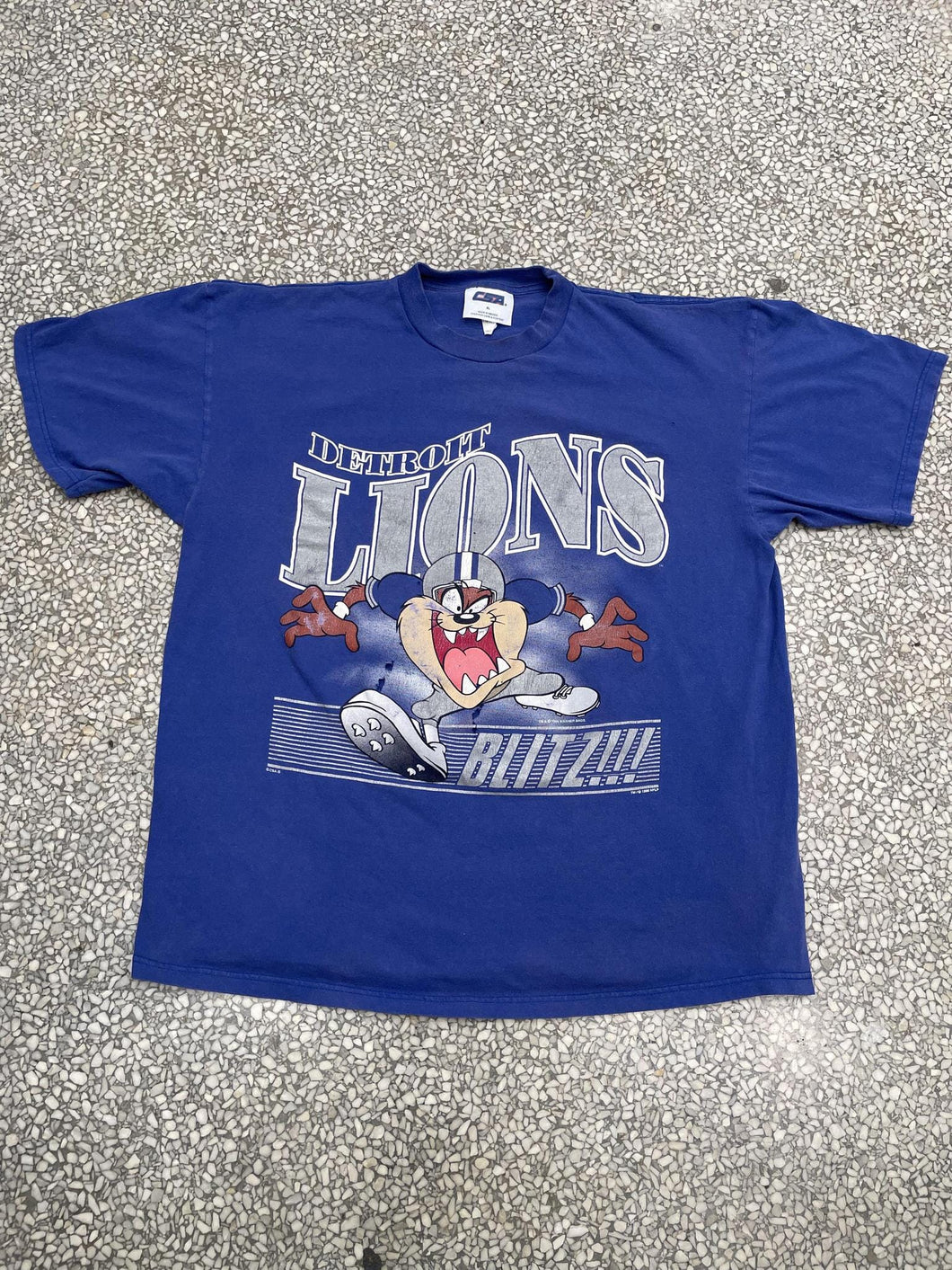 Detroit Lions Vintage 1996 Taz Blitz!!! Faded Blue ABC Vintage 