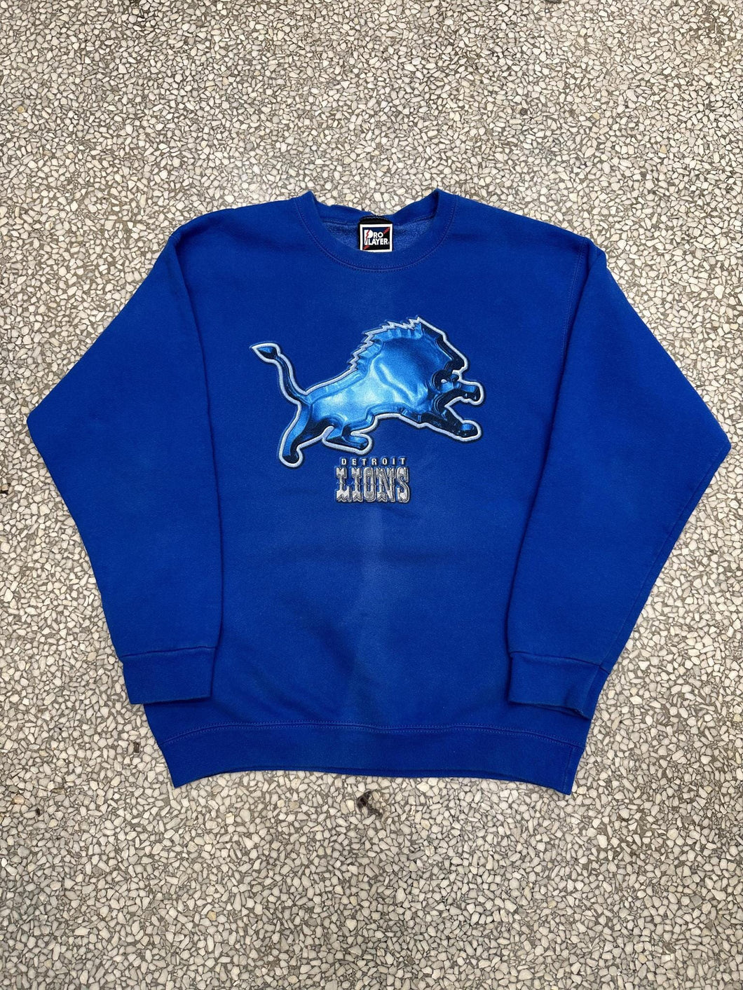 Detroit Lions Vintage 90s Chrome Lion Crewneck Faded Blue ABC Vintage 