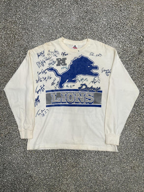 Detroit Lions Vintage 90s Don't Make Me Open This Can With Autographs L/S Tee Rare ABC Vintage 