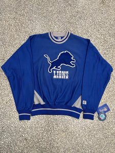 Detroit Lions Vintage 90s Fleece Crewneck Blue Grey ABC Vintage 