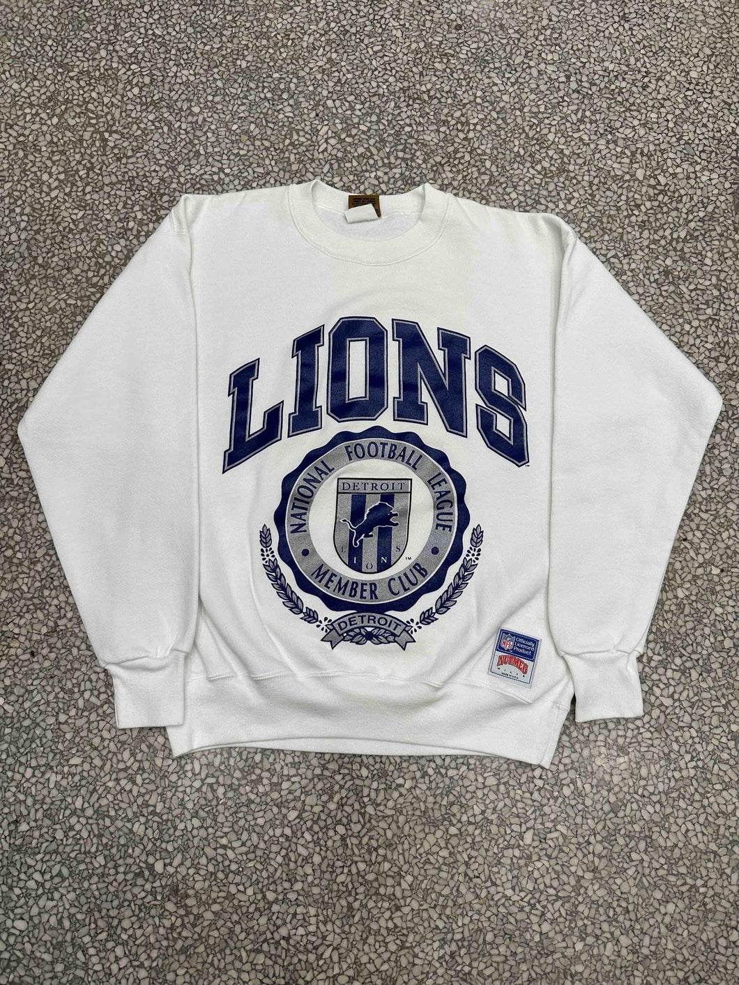 Detroit Lions Vintage 90s Member Club Crest Crewneck White ABC Vintage 
