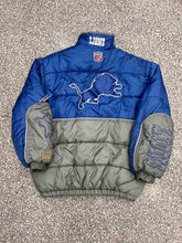 Load image into Gallery viewer, Detroit Lions Vintage 90s Reebok Zip Up Puffer Jacket Blue Grey ABC Vintage 