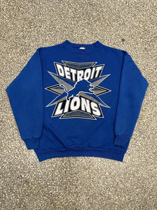 Detroit Lions Vintage 90s Sparkle Logo 7 Crewneck Blue ABC Vintage 