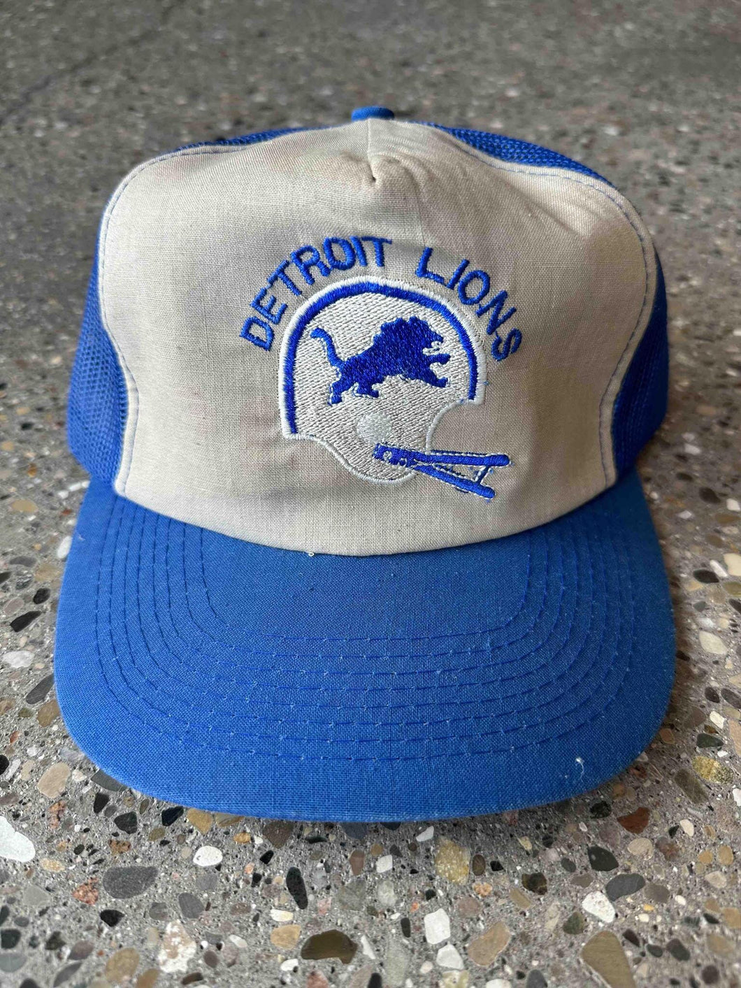 Detroit Lions Vintage Helmet Trucker Hat Grey Blue ABC Vintage 