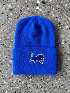 Detroit Lions Vintage OG Lion Logo Beanie Royal Blue ABC Vintage 