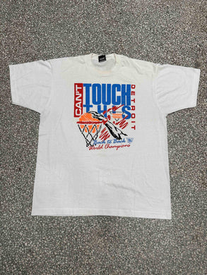 Detroit Pistons Vintage 1989 1990 Back To Back World Champions Can't Touch This Cream ABC Vintage 