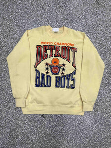 Detroit Pistons Vintage 1989 Bad Boys World Champs Crewneck Pale Yellow ABC Vintage 