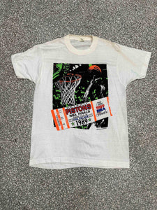 Detroit Pistons Vintage 1989 NBA Finals Ticket Auburn Hills The Palace Neon Colors Paper Thin Cream ABC Vintage 