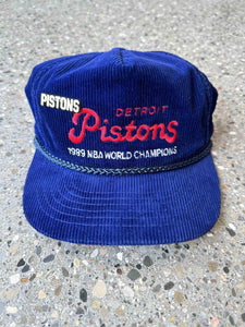 Detroit Pistons Vintage 1989 NBA World Champions Corduroy Snapback Navy ABC Vintage 