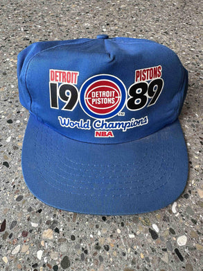 Detroit Pistons Vintage 1989 World Champions Snapback Faded Blue ABC Vintage 