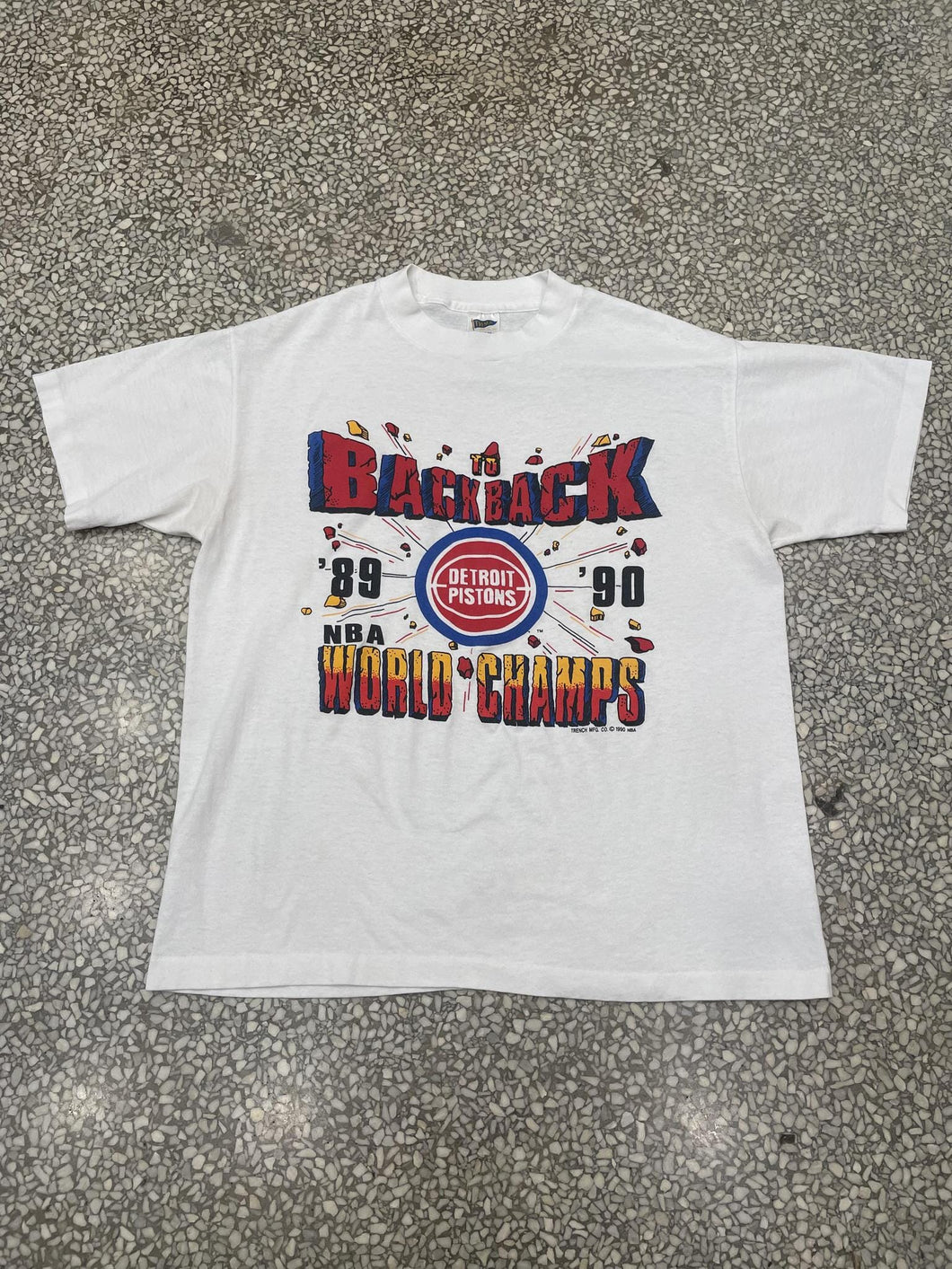 Detroit Pistons Vintage 1990 Back To Back World Champs Bricks White ABC Vintage 