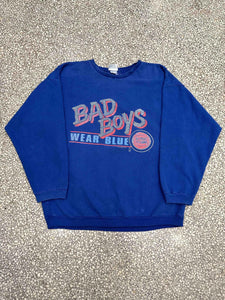 Detroit Pistons Vintage 90s Bad Boys Wear Blue Crewneck Faded Blue ABC Vintage 