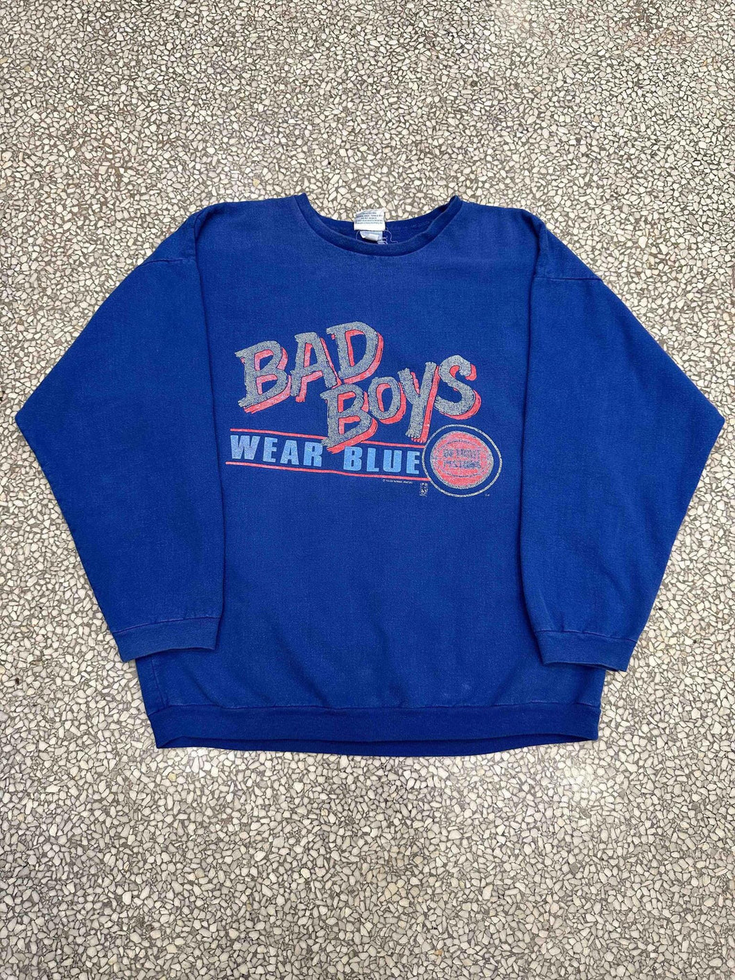 Detroit Pistons Vintage 90s Bad Boys Wear Blue Crewneck Faded Blue ABC Vintage 