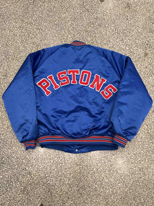 Detroit Pistons Vintage 90s Chalk Line Spell Out Satin Bomber Jacket ABC Vintage 