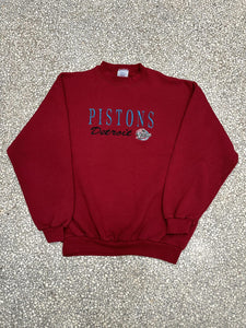 Detroit Pistons Vintage 90s Logo 7 Heavy Weight Crewneck Maroon ABC Vintage 