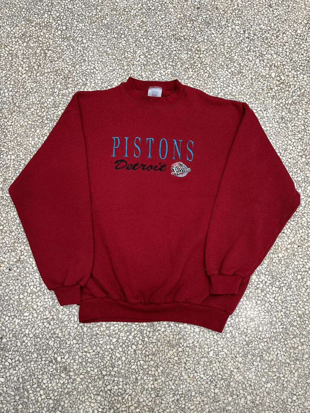 Detroit Pistons Vintage 90s Logo 7 Heavy Weight Crewneck Maroon ABC Vintage 