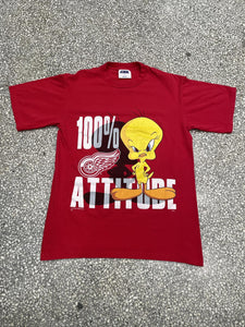 Detroit Red Wings Vintage 1997 Tweety Bird 100% Attitude Red ABC Vintage 