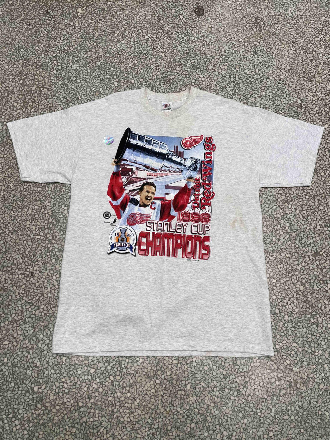Detroit Red Wings Vintage 1998 Stanley Cup Champions Grey Deadstock ABC Vintage 