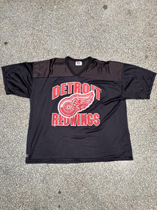 Detroit Red Wings Vintage 90s Dodger Football Jersey Faded Black ABC Vintage 