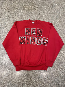 Detroit Red Wings Vintage 90s Flannel Scripts Crewneck Red ABC Vintage 