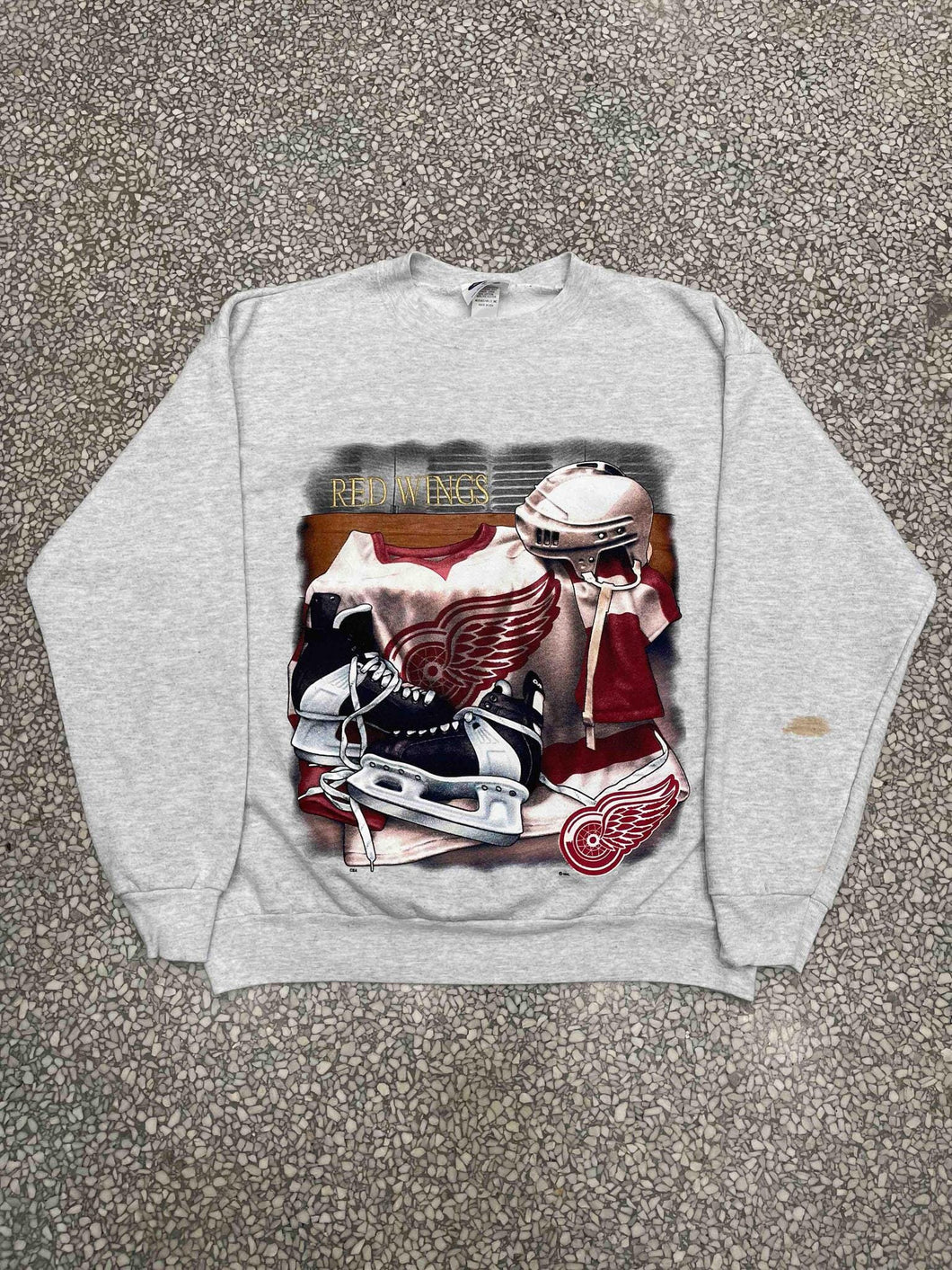 Detroit Red Wings Vintage 90s Hockey Gears Crewneck Grey ABC Vintage 