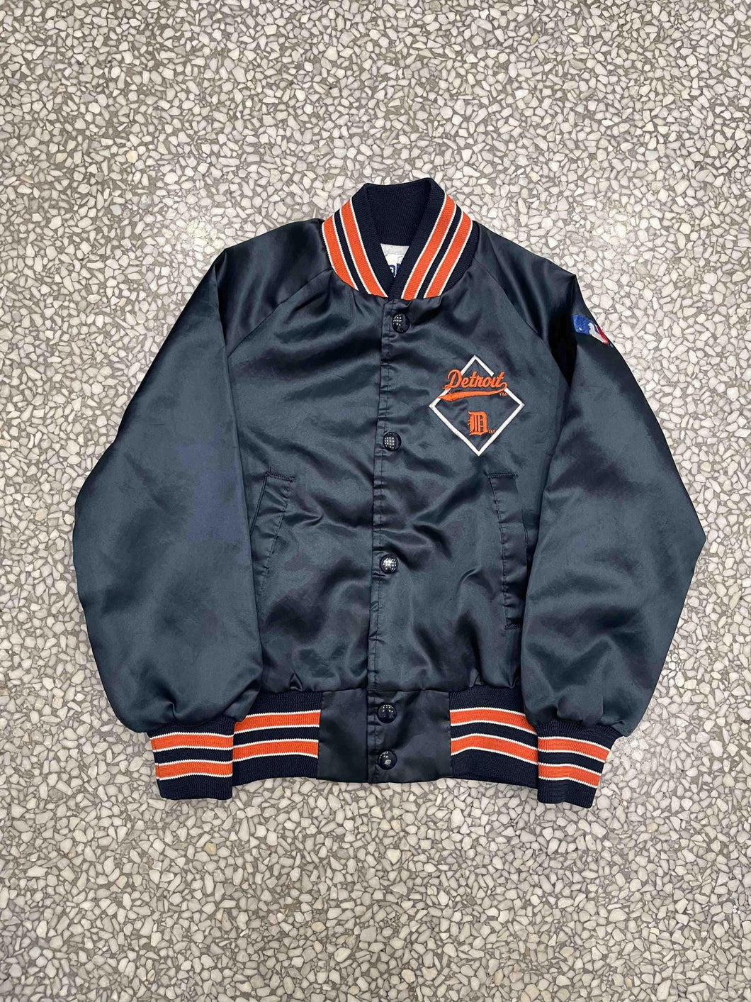 Detroit Tigers Vintage 1990 Chalk Line Youth Satin Bomber Jacket ABC Vintage 