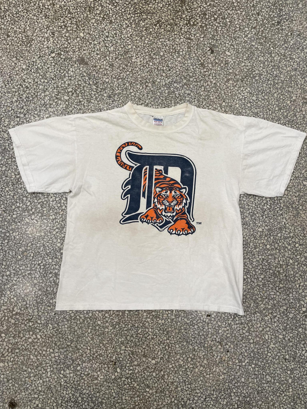 Detroit Tigers Vintage Leaping Tiger D Faded White ABC Vintage 