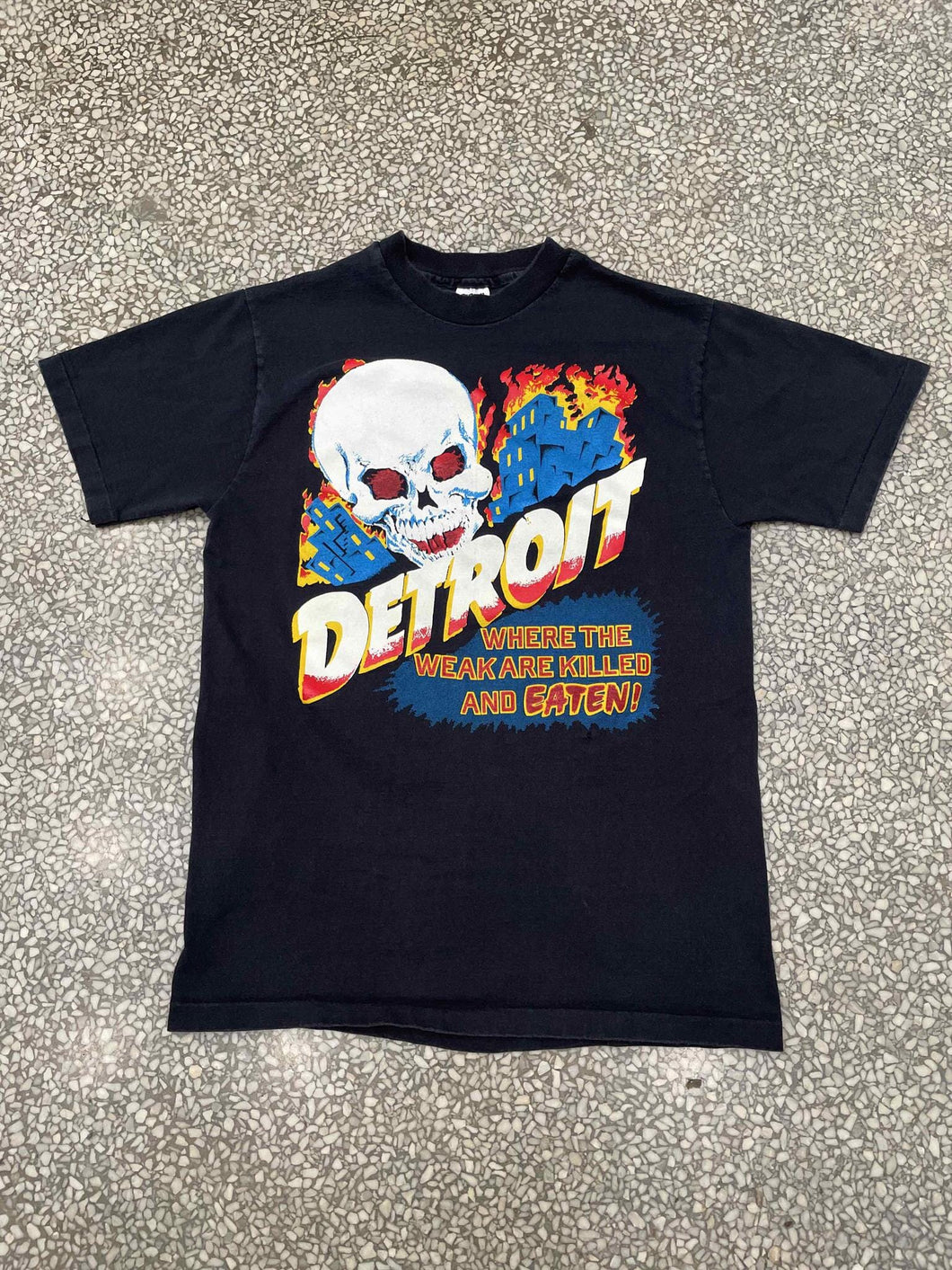 Detroit Where The Weak Are Killed And Eaten Skull Vintage Single Stitch Rare ABC Vintage 