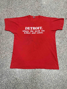 Detroit Where The Weak Are Killed And Eaten Vintage 90s Red ABC Vintage XL 