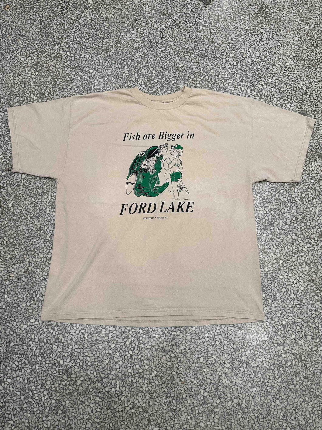 Ford Lake Michigan Fish Are Bigger Vintage 90s Tan ABC Vintage 