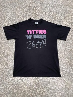 Frank Zappa Vintage 1988 Titties 'N' Beer Puff Logo Paper Thin Black ABC Vintage 