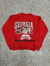 Load image into Gallery viewer, Georgia Bulldogs Vintage 1995 Taz Bugs Bunny Great Catch Crewneck Faded Red ABC Vintage 