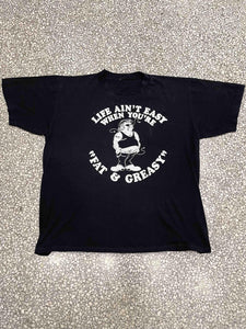 Harley Davidson Life Ain't Easy When You're Fat & Greasy Vintage 80/90s Paper Thin Black ABC Vintage 