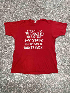 I Went To Rome To See The Pope But He Was In Hamtramck Vintage 80s Paper Thin Red ABC Vintage 