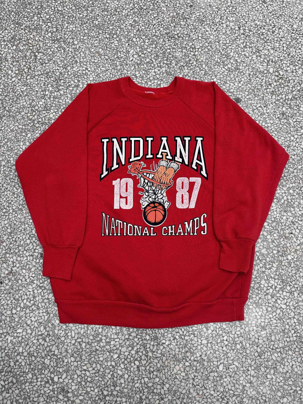 Indiana Vintage 1987 Basketball National Champs Crewneck Faded Red ABC Vintage 