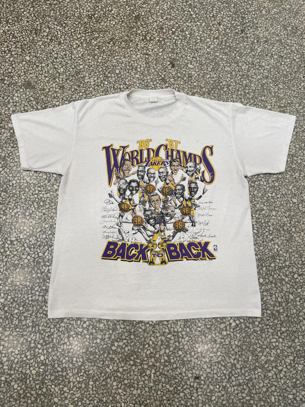 Los Angeles Lakers Vintage 1987-88 Back To Back World Champions Paper Thin ABC Vintage 