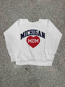Michigan Mom Vintage 90s Champion Crewneck Faded White ABC Vintage 