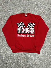 Load image into Gallery viewer, Michigan Racing At It&#39;s Best Vintage 90s Crewneck Puff Print Red ABC Vintage 