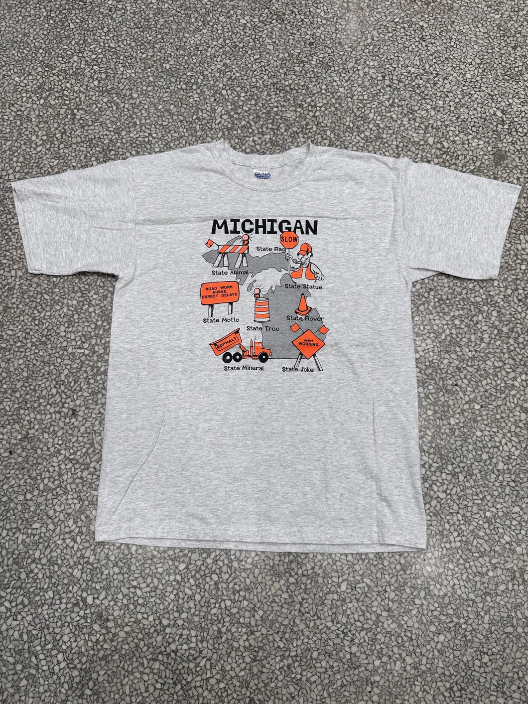 Michigan Road Work Vintage 90s Grey ABC Vintage 