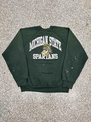 Michigan State Spartans Vintage 90s Painted Crewneck Faded Green ABC Vintage 