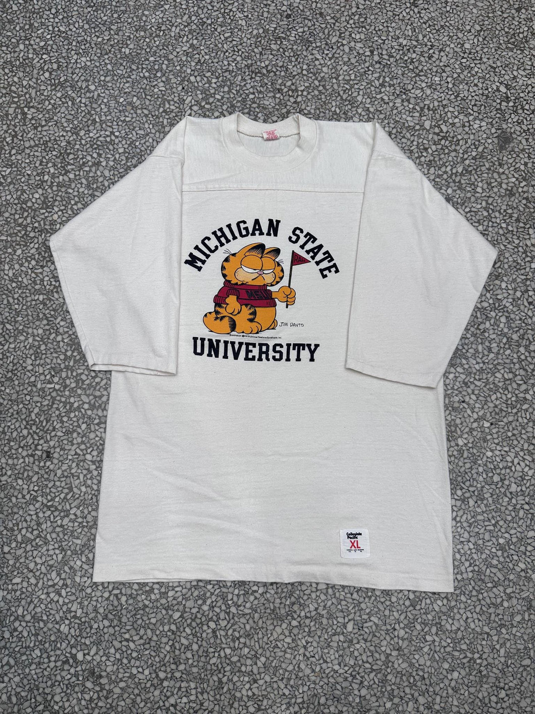 Michigan State Vintage 1978 Garfield Half Sleeve Shirt Cream ABC Vintage 