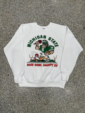 Michigan State Vintage 1988 Rose Bowl Champs Crewneck White ABC Vintage 
